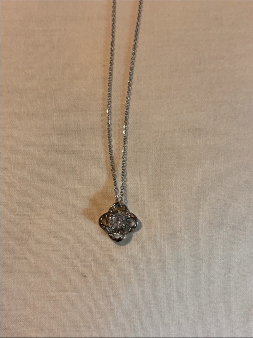 Sterling Silver Floral Cluster Necklace with Clear Cubic Zirconia